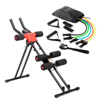 InnovaGoods Folding Abs Machine and Resistance Bands Set, LCD Screen, 5 Levels