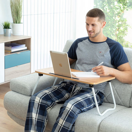 InnovaGoods Side Table and Armrest Reading Pillow Set, Foldable, Tablet Groove