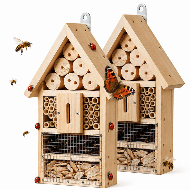 Insect Hotel Kit, 2-Pack, Fir Wood and Bamboo