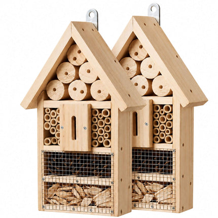 Insektenhotel-Bausatz, 2er-Pack, Tannenholz und Bambus