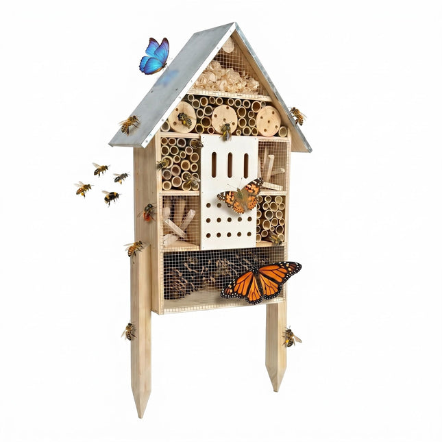 Insektenhotel mit Ständer – Wetterfestes Metalldach