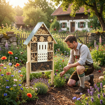 Insect Hotel With Stand – Weatherproof Metal Roof
