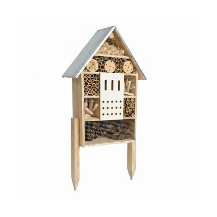 Insect Hotel With Stand – Weatherproof Metal Roof