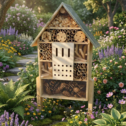 Insect Hotel With Stand – Weatherproof Metal Roof