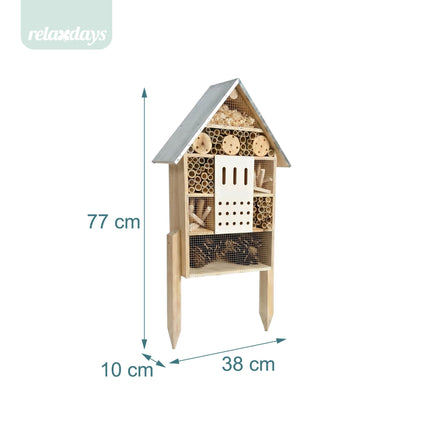 Insect Hotel With Stand – Weatherproof Metal Roof