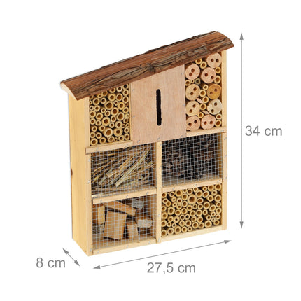 Insect hotel with bark roof