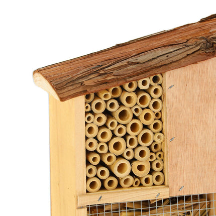 Insect hotel with bark roof