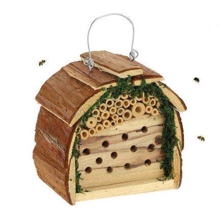 Insect hotel with moss
