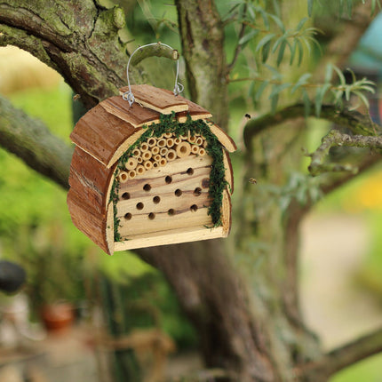 Insect hotel with moss