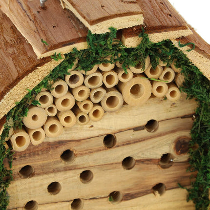 Insect hotel with moss