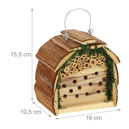 Insect hotel with moss