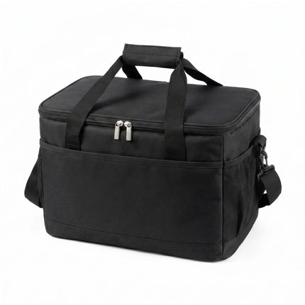 Insulated Cool Bag with Shoulder Strap and Two Handles, Leak-Proof, Black