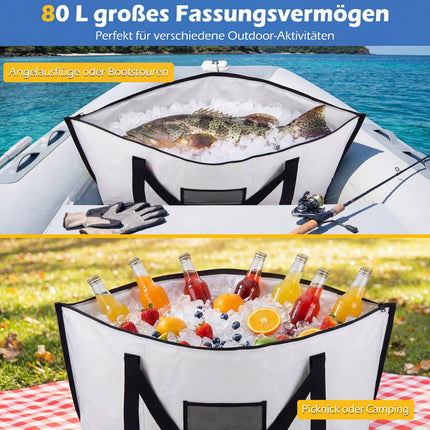 Isolierte Fischkühltasche 122cm, auslaufsicher, Ablassventil