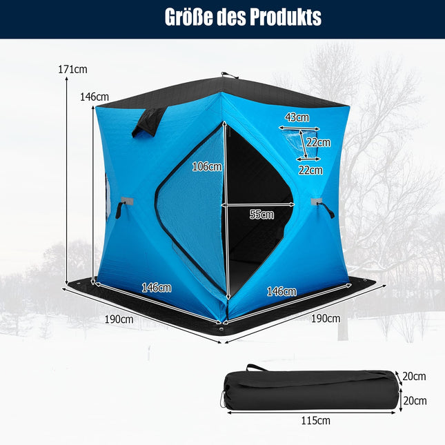 Geïsoleerde pop-up ijsvistent, 2 personen, blauw