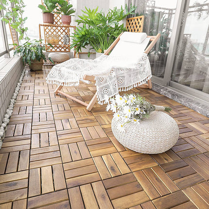 Ineinandergreifende Akazienholz-Terrassenfliesen, 30x30 cm, 10er-Pack