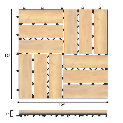 Ineinandergreifende Akazienholz-Terrassenfliesen, 30x30 cm, 10er-Pack