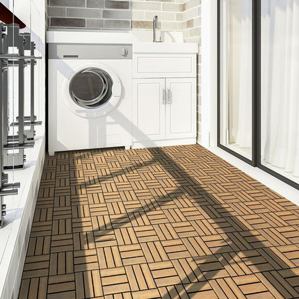 Ineinandergreifende Akazienholz-Terrassenfliesen, 30x30 cm, 10er-Pack