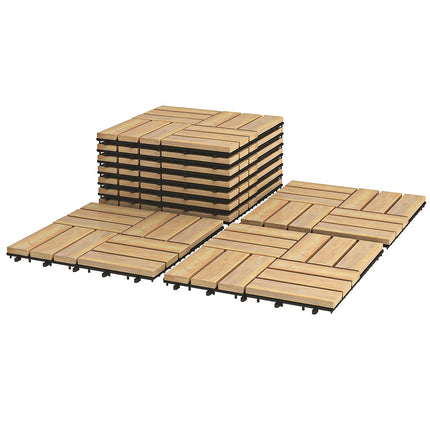 Ineinandergreifende Akazienholz-Terrassenfliesen, 30x30 cm, 10er-Pack