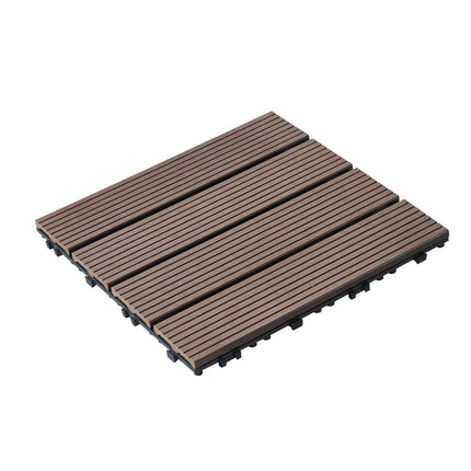 Interlocking Deck Tiles, 27 Pack, 11.8 x 11.8 in, WPC, Dark Brown