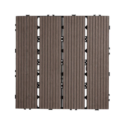 Interlocking Deck Tiles, 27 Pack, 11.8 x 11.8 in, WPC, Dark Brown