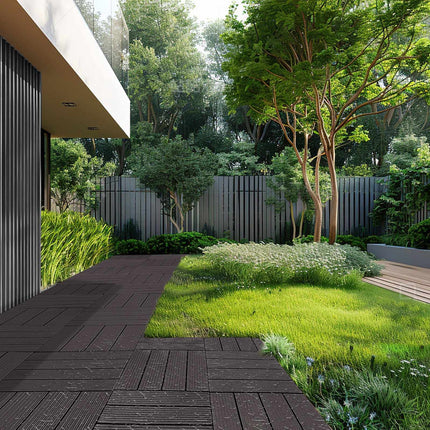 Interlocking Deck Tiles, 54-Pack, 12x12 In, Dark Brown
