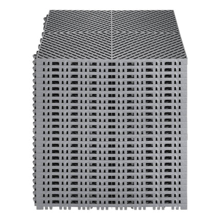 Interlocking Drainage Floor Tiles, 24-Pack 15.7in Gray