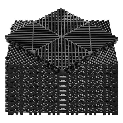 Interlocking Drainage Floor Tiles, 31 cm, 12 Pack, Black