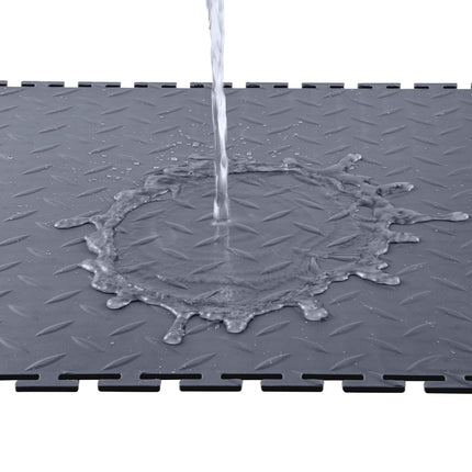 Interlocking Garage Floor Tiles, PVC Diamond Plate, 16 Pack
