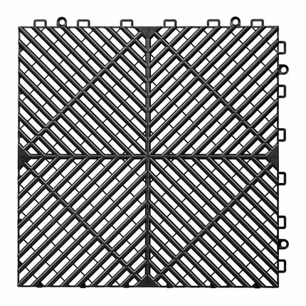 Interlocking PP Drainage Floor Tiles, 310mm, 55 Pack, Black