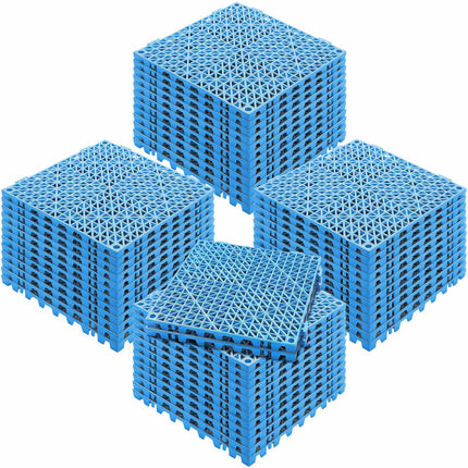 Interlocking PVC Drainage Floor Tiles, 50 Pack, 12x12 in, Blue