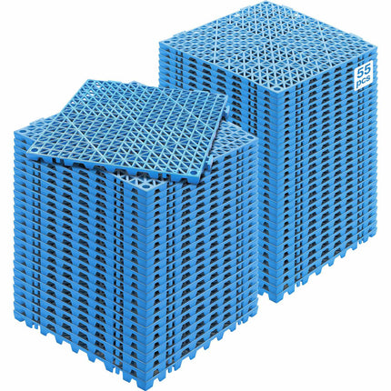 Interlocking PVC Drainage Floor Tiles, 55 Pack, Blue