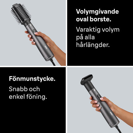 Ionen-Heißluftbürste Styler 800W, 2 Aufsätze