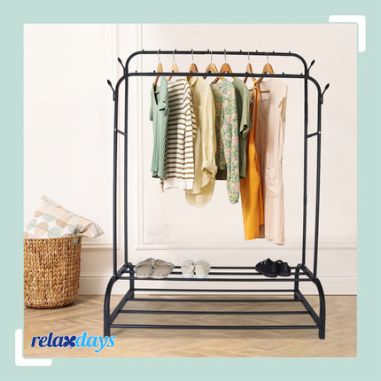 Iron Double Wardrobe with 2 Rods and Shelves