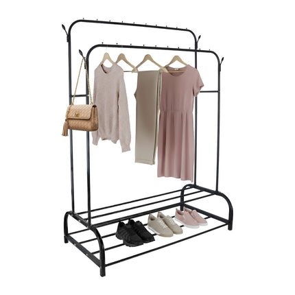 Iron Double Wardrobe with 2 Rods and Shelves
