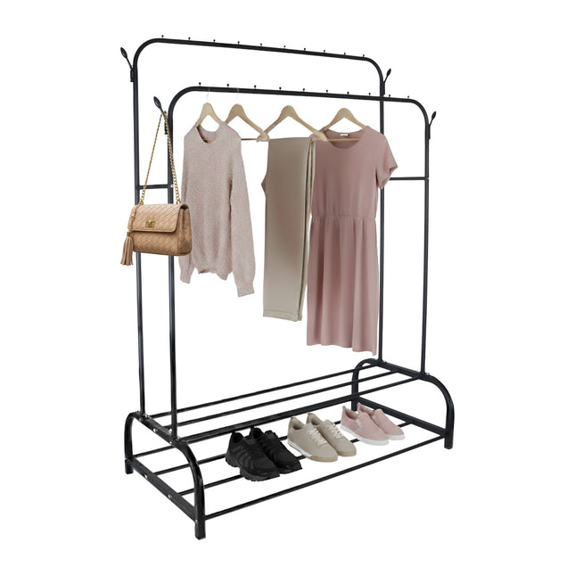 Iron Double Wardrobe with 2 Rods and Shelves