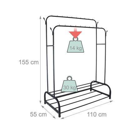 Iron Double Wardrobe with 2 Rods and Shelves