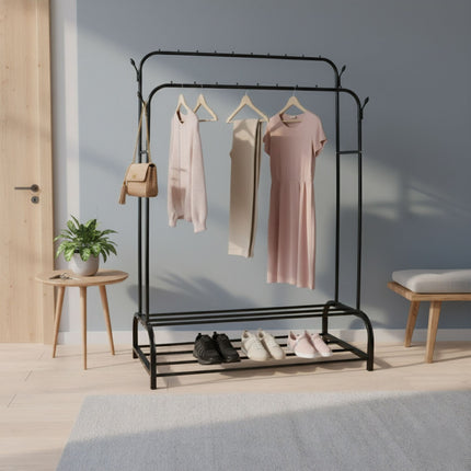 Iron Double Wardrobe with 2 Rods and Shelves