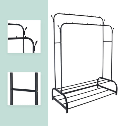 Iron Double Wardrobe with 2 Rods and Shelves