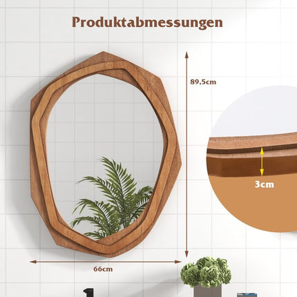 Unregelmäßig geformter Wandspiegel, wasserdicht, 89,5 x 66 cm