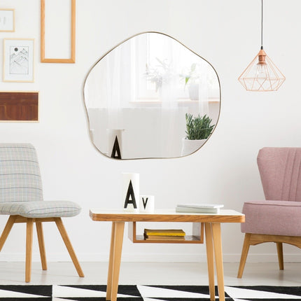 Irregular Wall Mirror, Metal Frame, 75.5 x 70 cm, Gold