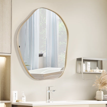 Irregular Wall Mirror, Metal Frame, 75.5 x 70 cm, Gold