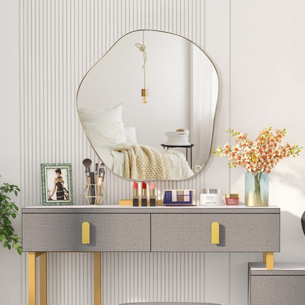 Irregular Wall Mirror, Metal Frame, 75.5 x 70 cm, Gold