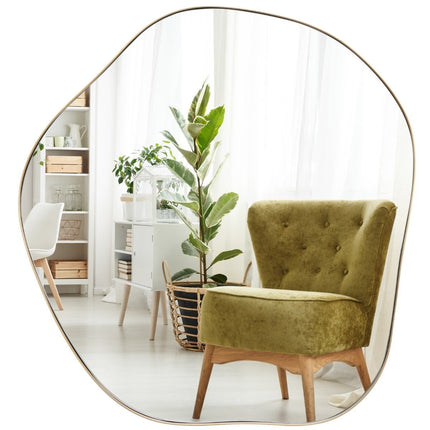 Irregular Wall Mirror, Metal Frame, 75.5 x 70 cm, Gold