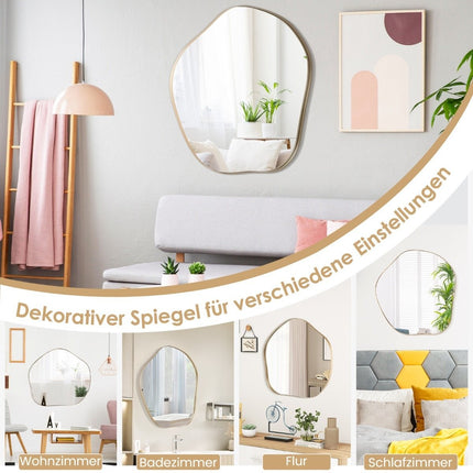Irregular Wall Mirror, Metal Frame, 75.5 x 70 cm, Gold