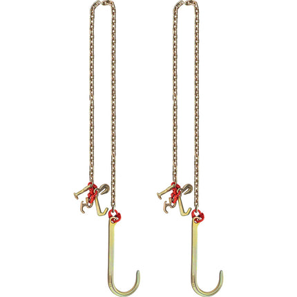 J Hook Tow Chain Set, 2 Pack 5/16 in x 10 ft, 5400 lb