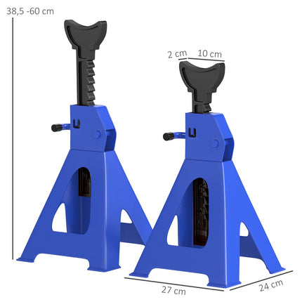 Jack stands with 3-tonne load capacity, adjustable in height, set of 2