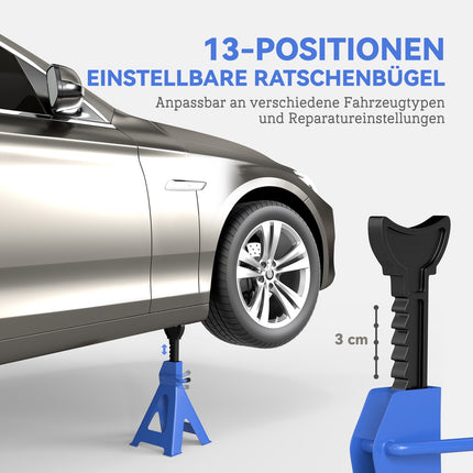 Jack stands with 3-tonne load capacity, adjustable in height, set of 2