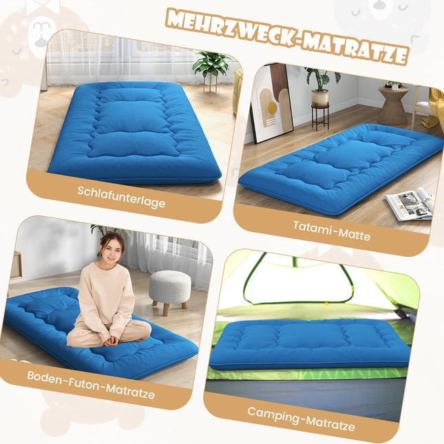 Japanische Futonmatratze 90x200 cm, waschbarer Bezug & Tasche