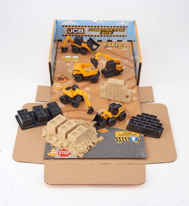 JCB Mini-Maschinen Spielset mit Sand und 5 Fahrzeugen