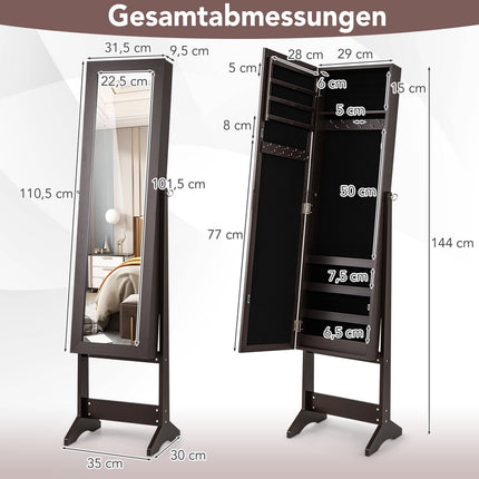 Jewelry Cabinet with Full-Length Mirror, Adjustable Tilt